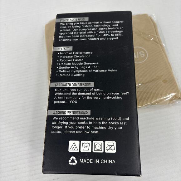 Charmking Compression Socks 2 Pairs Size S/M Nude Beige Unisex 15-20 mmHG - Picture 4 of 6